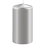 Enlightening Candles 1x Metallic Zilveren Cilinderkaars/stompkaars 6 X 8 Cm 27 Branduren - Stompkaarsen - Silver