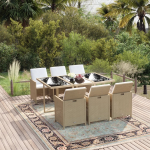 Vidaxl 7-delige Tuinset Met Kussens Poly Rattan - Beige