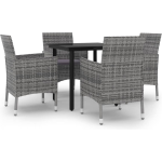 Vidaxl 5-delige Tuinset Met Kussens Poly Rattan En Glas - Gris