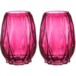 Giftdecor Bloemenvazen 2x Stuks - Luxe Decoratie Glas 13 X 19 Cm - Vazen - Roze