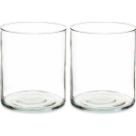 Giftdecor Bloemenvazen 2x Stuks - Cilinder Vorm - Transparant Glas - 17 X 20 Cm - Vazen