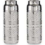 Giftdecor Bloemenvazen 2x Stuks - Zilver Met Modern Luxe Motief - 10 X 30 Cm - Keramiek - Vazen - Silver