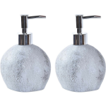 Items 2x Stuks Zeeppompje/dispenser Kunststeen/rvs In Kleur Cement 15 Cm - Zeeppompjes - Grijs