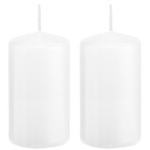 Trend Candles 2x Stuks Luxe Stompkaars/cilinderkaars - 6x12 Cm - 40 Branduur - Ivoor Wit - Stompkaarsen