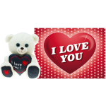 Heunec Pluche Knuffel Valentijn I Love You Beertje 25cm Met Hartjes Wenskaart - Knuffelberen