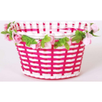 Volare fietsmand bloemen meisjes 6 liter fuchsia/wit - Roze