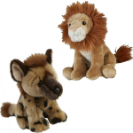 Knuffeldieren Set Leeuw En Hyena Pluche Knuffels 18 Cm - Knuffeldier