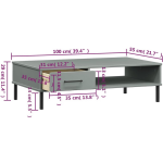 Vidaxl Salontafel Met Metalen Poten Oslo Massief Grenenhout - Grijs