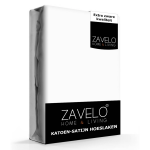 Slaaptextiel Zavelo Katoen - Hoeslaken Katoen Satijn Wit - Zijdezacht - Extra Hoog-1-persoons (90x200 Cm)