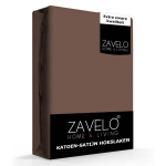 Slaaptextiel Zavelo Katoen - Hoeslaken Katoen Satijn Taupe - Zijdezacht - Extra Hoog-twijfelaar (120x200 Cm)