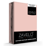 Slaaptextiel Zavelo Katoen - Hoeslaken Katoen Satijn Poeder - Zijdezacht - Extra Hoog-1-persoons (90x200 Cm) - Roze