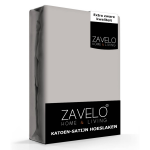Slaaptextiel Zavelo Katoen - Hoeslaken Katoen Satijn - Zijdezacht - Extra Hoog-2-persoons (140x200 Cm) - Grijs