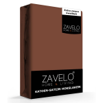 Slaaptextiel Zavelo Katoen - Hoeslaken Katoen Satijn Roest - Zijdezacht - Extra Hoog-1-persoons (90x220 Cm) - Bruin