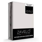 Slaaptextiel Zavelo Katoen - Hoeslaken Katoen Satijn Creme - Zijdezacht - Extra Hoog-lits-jumeaux (180x210 Cm) - Beige