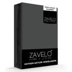 Slaaptextiel Zavelo Katoen - Hoeslaken Katoen Satijn Antraciet - Zijdezacht - Extra Hoog-twijfelaar (120x200 Cm) - Grijs