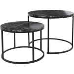 H&S collection Bijzettafel Set - 2-delig Marmer - 45 Cm - Bijzettafels - Negro