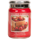 Village Candle Large Jar Geurkaars - Fresh Strawberries - Rood