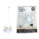 Metalen Hanglamp Met Drie Lampenkappen Wit