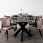 Giga Meubel Eettafel Ovaal 160cm - Mangohout - Tafel Diamond - Zwart