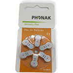 Phonak Hoortoestel Batterij P13 Oranje Sticker 10 Pakjes 60 Batterijen