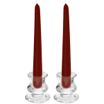 Kaarsen Set - 2x Kandelaars - Glas - 12x Dinerkaarsen - Bordeaux - Dinerkaarsen - Rood