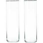 2x Bloemenvaas Cilinder Vorm Van Transparant Glas 40 X 15 Cm - Vazen