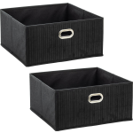 2x Stuks Opbergmand/kastmand 13 Liter Linnen/bamboe 31 X 13.5 X 31 Cm - Opbergmanden - Zwart