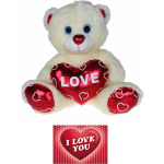 Pluche Knuffelbeer 80 Cm Met Wit/rood Valentijn Love Hartje Incl. Hartjes Wenskaart - Knuffelberen