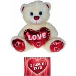 Pluche Knuffelbeer 70 Cm Met Wit/rood Valentijn Love Hartje Incl. Hartjes Wenskaart - Knuffelberen