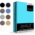 Slaaptextiel Zavelo Double Jersey Hoeslaken Turquoise-1-persoons (90x220 Cm) - Blauw