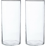 2x Bloemenvaas Cilinder Vorm Van Transparant Glas 30 X 13 Cm - Vazen