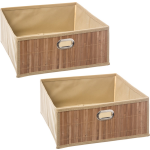 2x Stuks Opbergmand/kastmand 13 Liter Linnen/bamboe 31 X 13.5 X 31 Cm - Opbergmanden - Beige