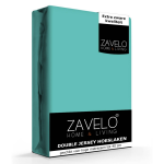 Slaaptextiel Zavelo Double Jersey Hoeslaken Turquoise-lits-jumeaux (180x220 Cm) - Blauw