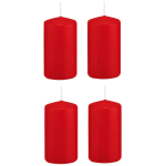 Trend Candles 4x Stuks Luxe Stompkaars/cilinderkaars - 6x12 Cm - 40 Branduur Stompkaarsen - Rood