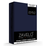 Slaaptextiel Zavelo Double Jersey Hoeslaken Navy-1-persoons (90x220 Cm) - Blauw