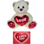 Pluche Knuffelbeer 60 Cm Met Wit/rood Valentijn Love Hartje Incl. Hartjes Wenskaart - Knuffelberen