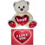 Pluche Knuffelbeer 30 Cm Met Wit/rood Valentijn Love Hartje Incl. Hartjes Wenskaart - Knuffelberen