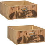 2x Stuks Opbergmand/kastmand 13 Liter Linnen/bamboe 31 X 13.5 X 31 Cm - Opbergmanden - Beige