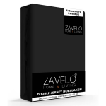 Slaaptextiel Zavelo Double Jersey Hoeslaken-lits-jumeaux (180x200 Cm) - Zwart