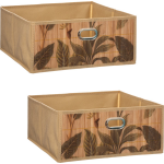 3x Stuks Opbergmand/kastmand 13 Liter Linnen/bamboe 31 X 13.5 X 31 Cm - Opbergmanden - Beige