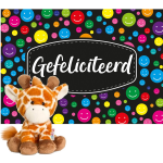 Keel Toys Pluche Giraffe Knuffel 14 Cm Met Gefeliciteerd A5 Wenskaart - Knuffeldier