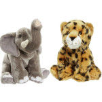 Zachte Pluche Knuffels 2x Stuks - Cheetah En Olifant Van 18 Cm - Knuffeldier