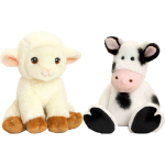 Keel Toys Pluche Knuffels Lammetje En Koe Boerderij Vriendjes 18 Cm - Knuffel Boederijdieren