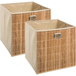 2x Stuks Opbergmand/kastmand 29 Liter Linnen/bamboe 31 X 31 X 31 Cm - Opbergmanden - Beige