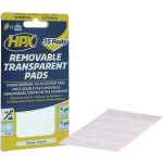 HPX Dubbelzijdige verwijderbare transp. pads | 15 stuks | 25mm x 25mm | Transparant - HT2525