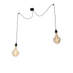 QAZQA Hanglamp 2-lichts incl. LED goud dimbaar - Cava Luxe - Zwart