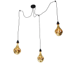 QAZQA Hanglamp 3-lichts incl. LED amber dimbaar - Cava Luxe - Zwart