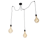 QAZQA Hanglamp 3-lichts incl. LED goud dimbaar - Cava Luxe - Zwart