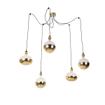 QAZQA Hanglamp goud 5-lichts incl. Kopspiegel goud dimbaar - Cava Luxe