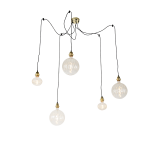QAZQA Hanglamp goud 5-lichts incl. LED amber dimbaar - Cava Luxe - Oranje